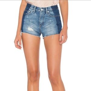 Lovers & Friends High-Rise Two-Tone Denim Shorts Size 26